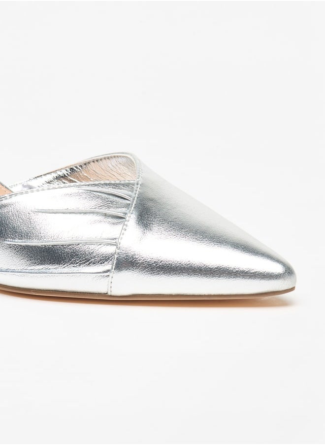 Flora Bella By Shoexpress - Women's Textured Pointed Toe Mules with Flared Heels Ramadan Collection - Image 1