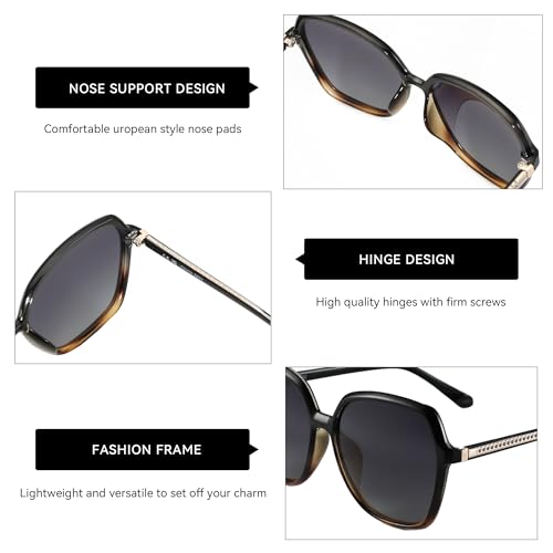 ZENOTTIC Polarized Sunglasses for Women Vintage Oversized Square Sun Glasses Ladies Shades UV400 Protection - Image 3