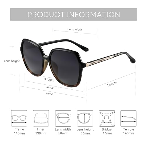 ZENOTTIC Polarized Sunglasses for Women Vintage Oversized Square Sun Glasses Ladies Shades UV400 Protection - Image 4