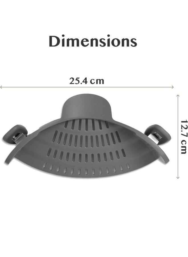 Kitchen Gadget Snap-On Strainer – Silicone Clip-On Pasta Strainer For Pots, Pans, And Bowls – Heat-Resistant Colander For Vegetables And Noodles – Space-Saving Design – Grey - Image 2