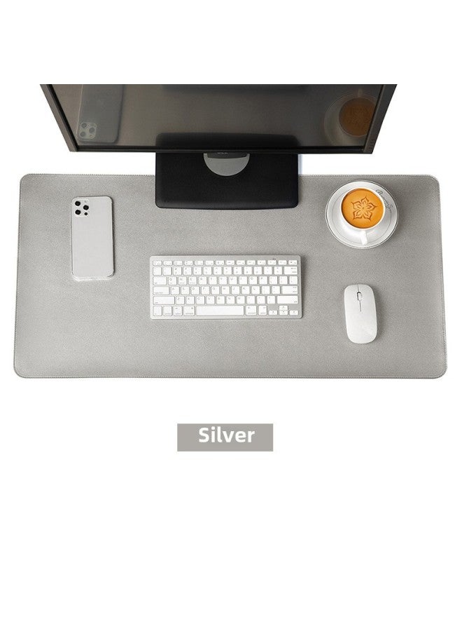 Extra Large Computer Desk Mat Waterproof Leather Mouse Pad Logo Customizable Dining Table Placemat Digital Pattern-Color:90*45cm-Pattern:Single-sided Silver  - Image 1