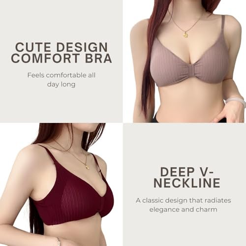 Luella Everyday Bra for Women Removable Pad, Cute Ribbon & Wireless T-Shirt Padded Bra for Women Daily Use/Fashionable Use NavyBlue - Image 4