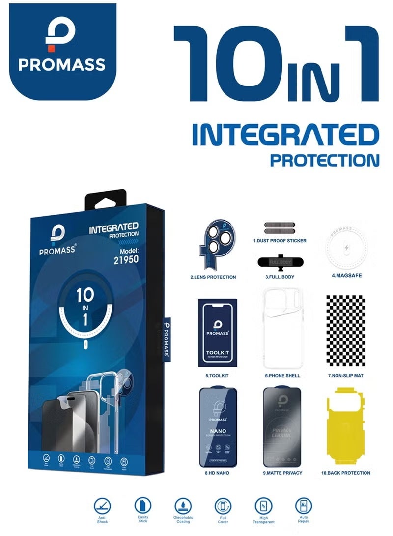 PROMASS integrated protection package for the iPhone 17 Pro Max . The package has a new look and complete protection for your phone with a case that supports MageSafe wireless charging from Promas (10in1) - Image 3