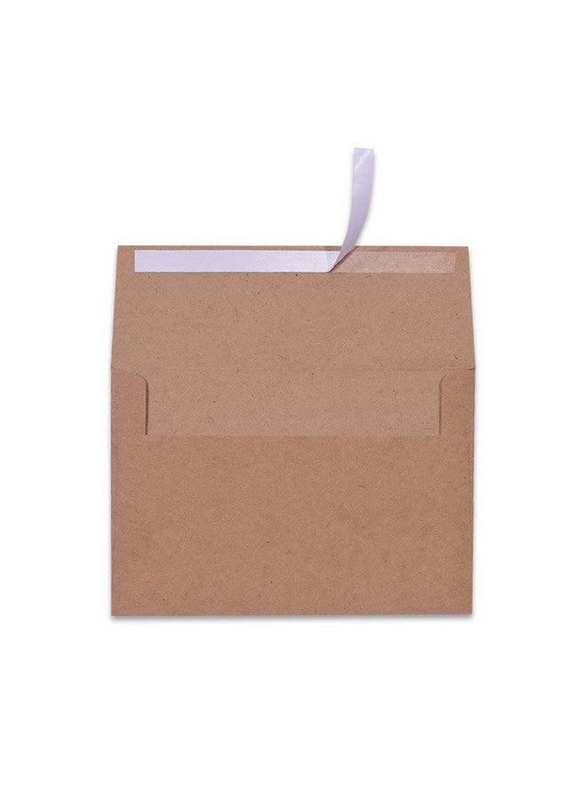 AZAZA 100 Pack A7 Brown Kraft Paper Invitation 5 X 7 Envelopes Quick Self Seal For 5X7 Cards| Perfect For Weddings Invitations Baby Shower| Stationery For General Office | 5.25 X 7.25 Inches  - Image 1