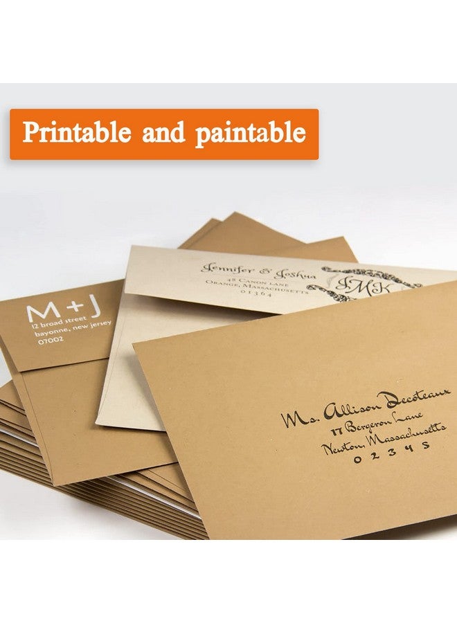 AZAZA 100 Pack A7 Brown Kraft Paper Invitation 5 X 7 Envelopes Quick Self Seal For 5X7 Cards| Perfect For Weddings Invitations Baby Shower| Stationery For General Office | 5.25 X 7.25 Inches  - Image 4
