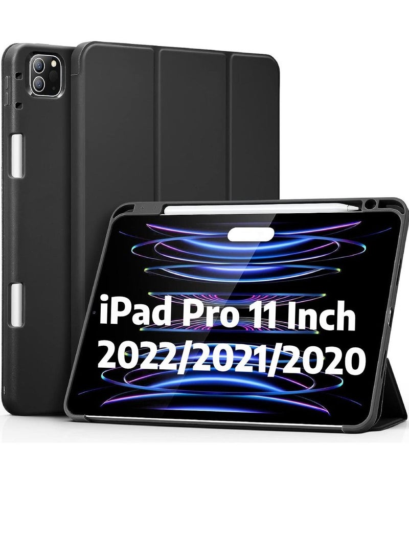 Protective Soft TPU Auto Wake/Sleep Smart Case Cover With Pen Holder For iPad Pro 11 Inch (2022/2021/2020) Black
