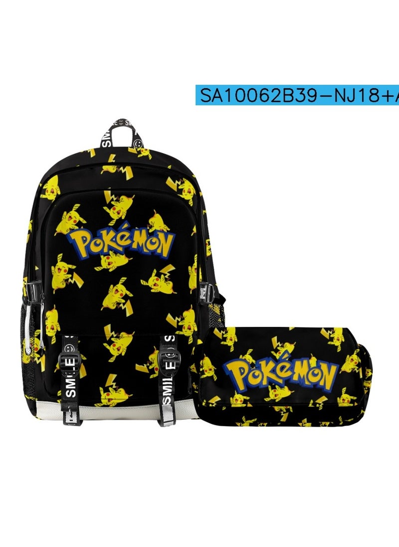 Pokemon - Pokemon School Bag Backpack Double Shoulder Double Layer Pencil Case Two Piece Set 44*30*18cm - Image 1