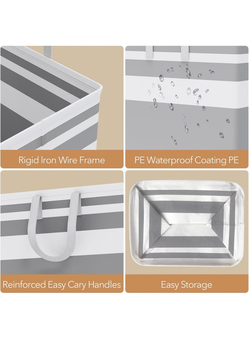 YelaJoy 75L Large Laundry Hamper with Handles, Dirty Clothes Hamper for Bedroom Waterproof, Freestanding Tall Laundry Basket Waterproof, Hamper for Bedroom, Bathroom, Dorm, Toys Storage(Stripes, 1 × 75L) - Image 4