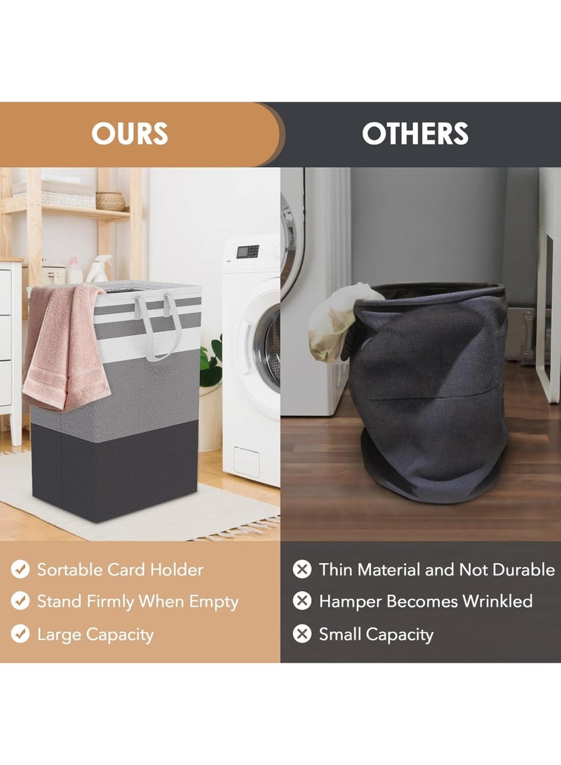 YelaJoy 75L Large Laundry Hamper with Handles, Dirty Clothes Hamper for Bedroom Waterproof, Freestanding Tall Laundry Basket Waterproof, Hamper for Bedroom, Bathroom, Dorm, Toys Storage(Stripes, 1 × 75L) - Image 2
