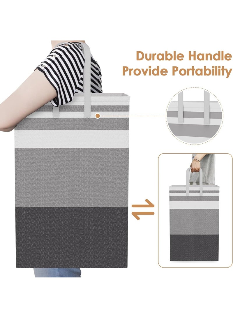 YelaJoy 75L Large Laundry Hamper with Handles, Dirty Clothes Hamper for Bedroom Waterproof, Freestanding Tall Laundry Basket Waterproof, Hamper for Bedroom, Bathroom, Dorm, Toys Storage(Stripes, 1 × 75L) - Image 3