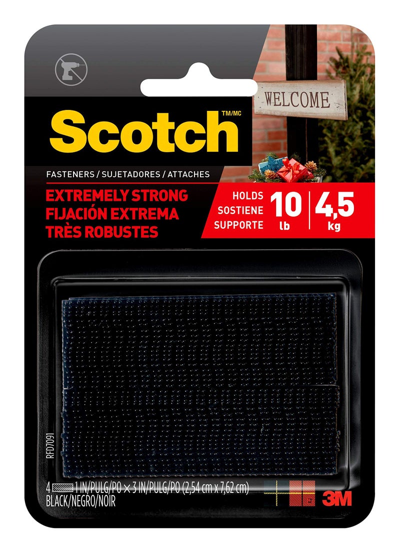 Scotch  Scotch Mounting, Fastening & Surface Protection RFD7091 Interlocking Fasteners Strips, 4, Black, 2 count  - Image 1