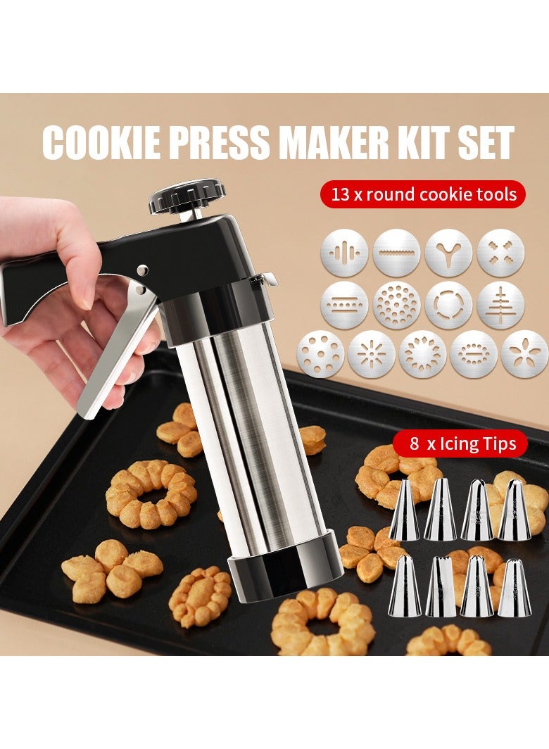 عام مكبس بسكويت من الستانلس ستيل، مجموعة مكبس بسكويت مع 13 قالب بسكويت و8 أطراف تزيين، مثالي لتزيين الكعك DIY ومستلزمات الخبز. - Image 2