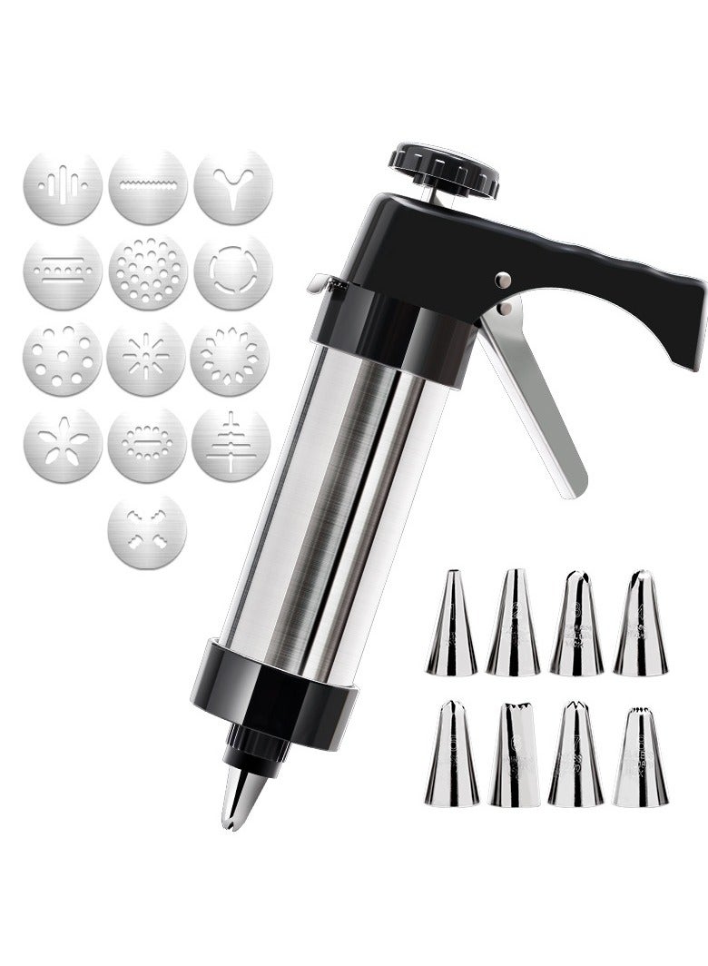 عام مكبس بسكويت من الستانلس ستيل، مجموعة مكبس بسكويت مع 13 قالب بسكويت و8 أطراف تزيين، مثالي لتزيين الكعك DIY ومستلزمات الخبز. - Image 1