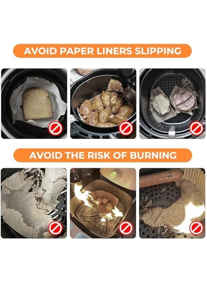 Set of 4 Air Fryer Magnets with Silicone Buckle to Secure Parchment Paper Liners and Prevent Burns - Cover Food Easily without Disposable Paper Liners.