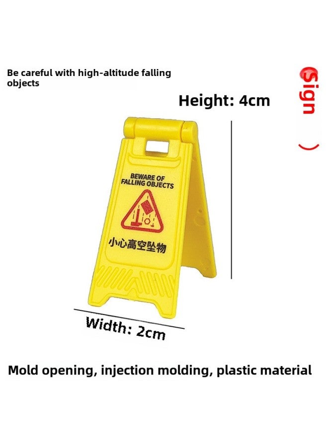 Loquat Speed Bump Traffic Light Parking Garage Road Cone Car Model Toy Scene Ornaments Signs License Plate Underground-Color:High Altitude Pendant Sign - Image 1