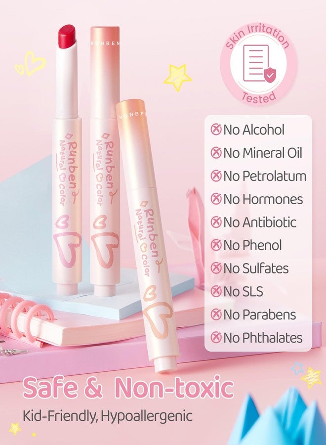 RUNBEN Kids Tinted Lip Balm, Fresh Cherry Lips Gloss, 24H Moisturizing, Safe & Non-toxic Lipstick for Kids & Teen, Birthday Makeup Gift for Girls, 2g - Image 5