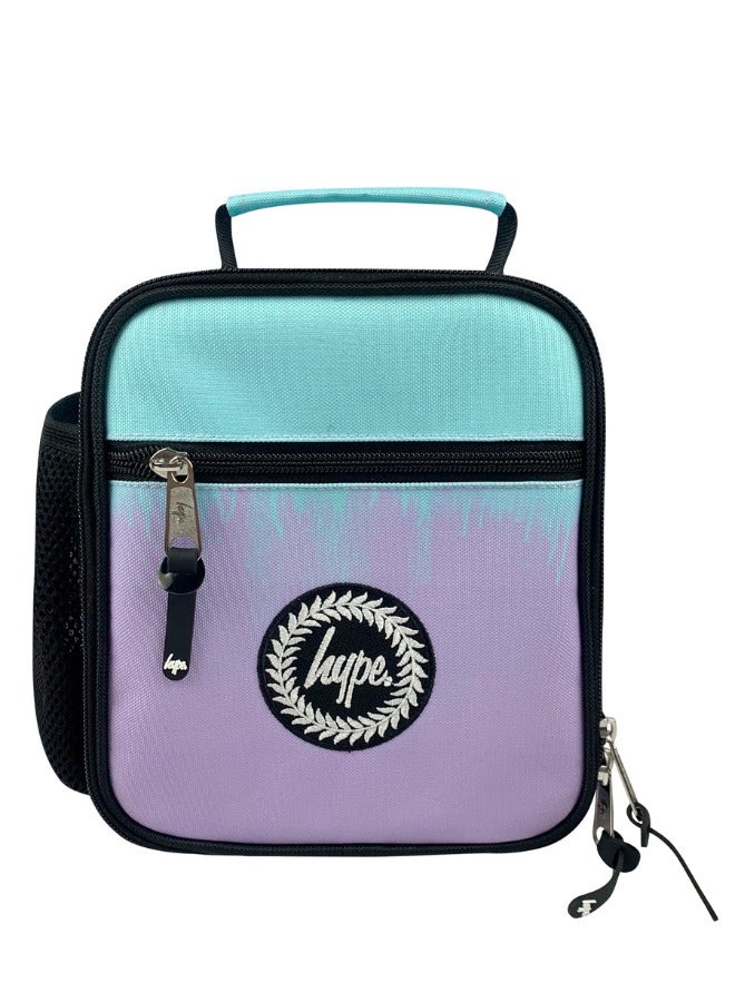 JUST HYPE Insulated Lunch Bag - Lilac & Teal Drips - Image 1
