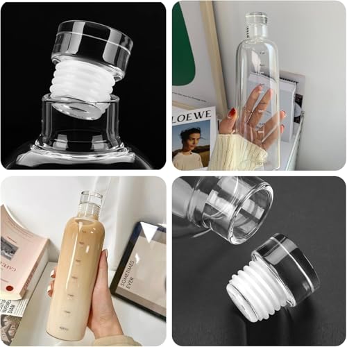 Mevanta Glass Borosilicate Water Bottle With Cap 500 ML Leak Proof & Airtight Lid with Time Marker Water Bottle For Home,Office,School, College, Gym, Daily Uses (Multi color Set of 1) - Image 3