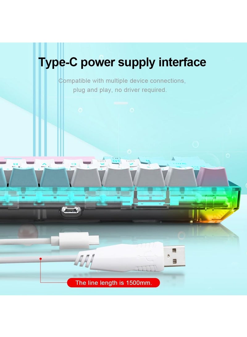 E-YOOSO Z-11T Mechanical Keyboard,Blue Switches Mechanical Gaming Keyboard with RGB Backlight,61 Keys Wired Computer Keyboard for Windows,Mac OS White Blue - Image 3
