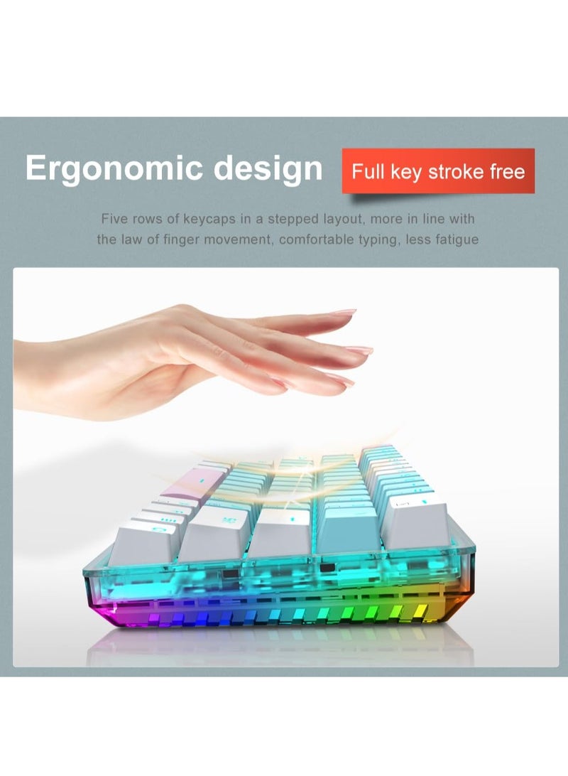 E-YOOSO Z-11T Mechanical Keyboard,Blue Switches Mechanical Gaming Keyboard with RGB Backlight,61 Keys Wired Computer Keyboard for Windows,Mac OS White Blue - Image 4