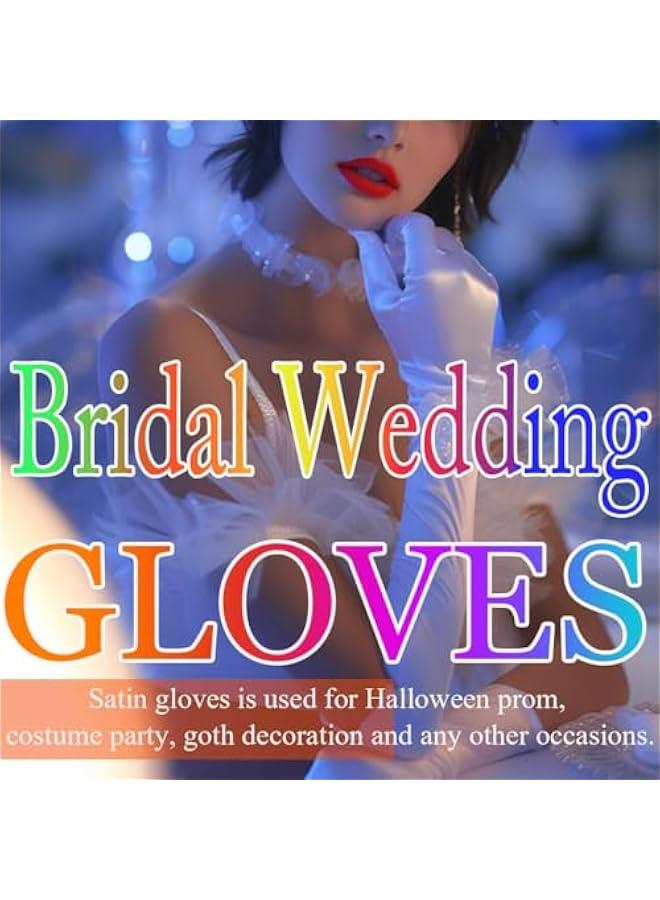 Wedding Bride Lace Gloves Fingerless Bridal Gloves White Rhinestone Glove Short Party Prom Glove Accessories for Women and Brides - Image 3
