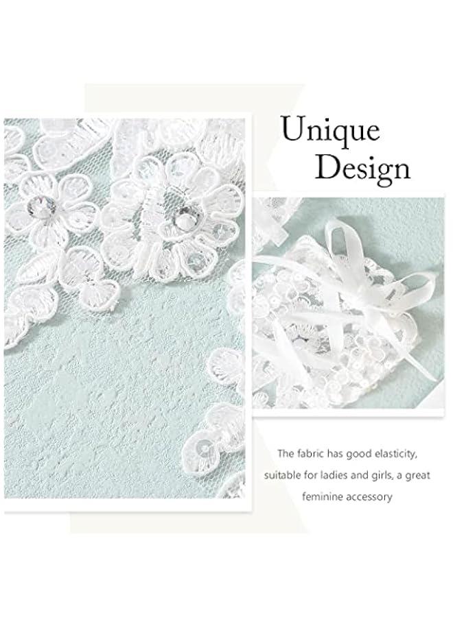 Wedding Bride Lace Gloves Fingerless Bridal Gloves White Rhinestone Glove Short Party Prom Glove Accessories for Women and Brides - Image 5