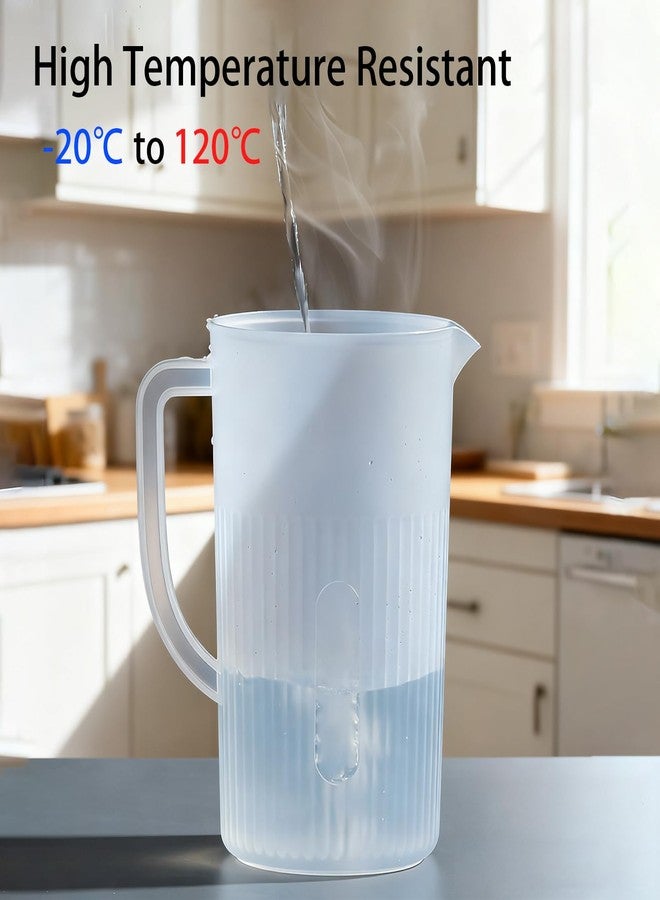 CHEOTIME Plastic Water Pitcher with Lid, Clear Water Carafe Jug Pitcher Lemonade Juice Beverage Jar with Strainer Cover and Handle for Hot Cold Coffee Drink (Black) - Image 5