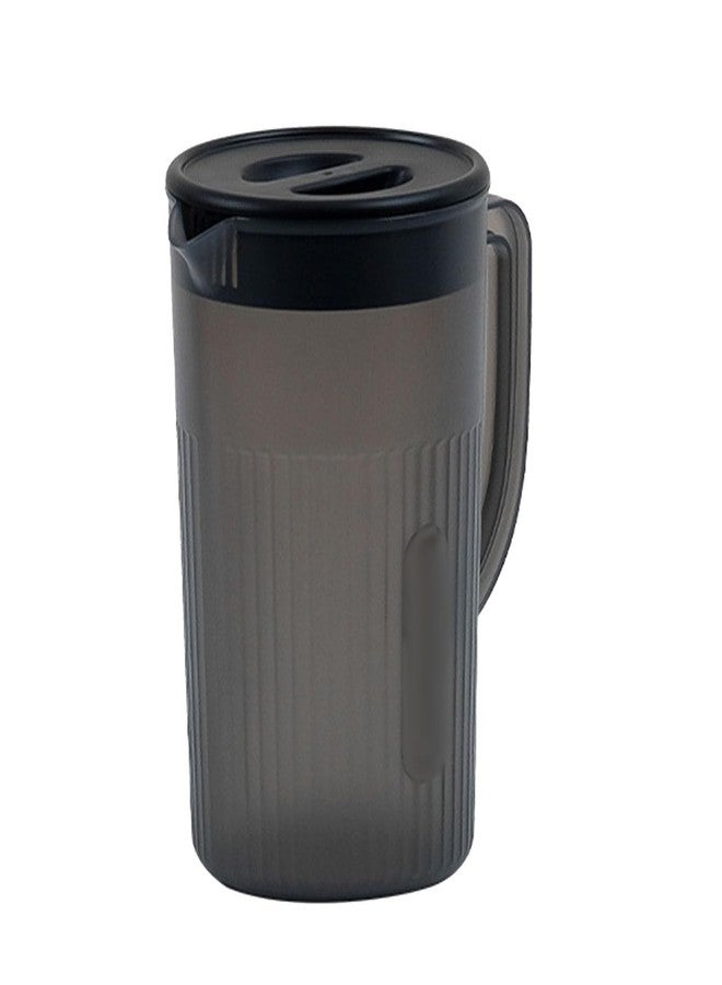 CHEOTIME Plastic Water Pitcher with Lid, Clear Water Carafe Jug Pitcher Lemonade Juice Beverage Jar with Strainer Cover and Handle for Hot Cold Coffee Drink (Black) - Image 1