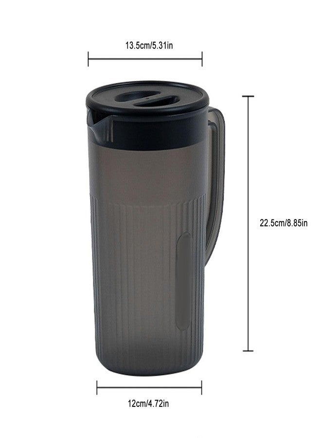 CHEOTIME Plastic Water Pitcher with Lid, Clear Water Carafe Jug Pitcher Lemonade Juice Beverage Jar with Strainer Cover and Handle for Hot Cold Coffee Drink (Black) - Image 2