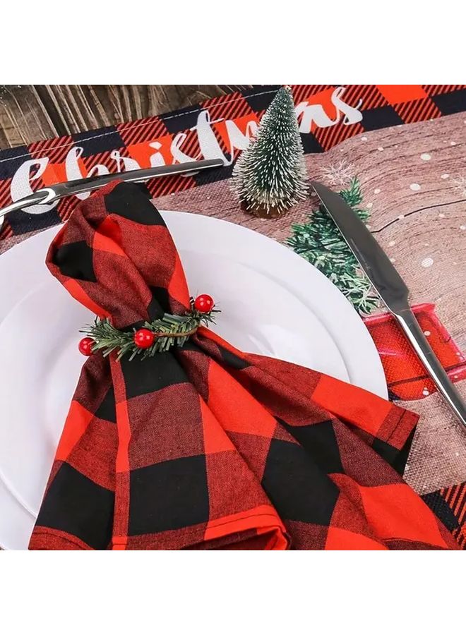 1 قطعة حلقة منديل عيد الميلاد بالفواكه الحمراء، إكليل شمعة هولي بيري، ديكور طاولة الولائم - Image 3