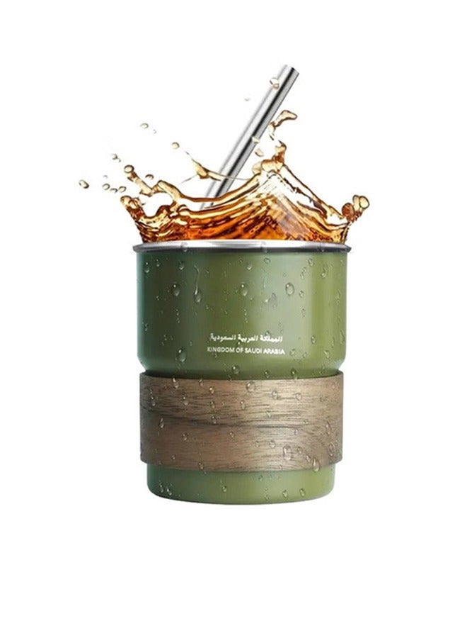304 Stainless Steel Travel Cup - 300ml Hot/Cold Drink Holder, Dark Green  - Image 1