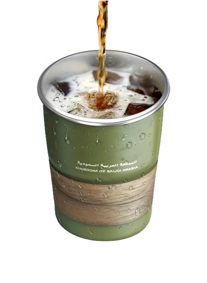 304 Stainless Steel Travel Cup - 300ml Hot/Cold Drink Holder, Dark Green  - Image 3