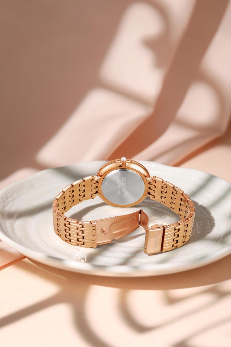 Giordano Eleganza Collection Watch for Women with Stainless Steel Strap and Crystal Embellished Bezel, Roman Numerals - Image 5