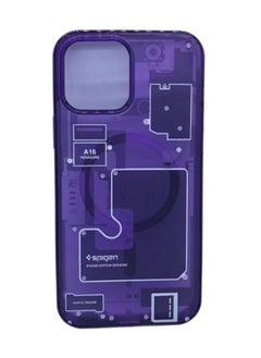 Transparent Circuit Board Design Case Compatible with iPhone 14 purple