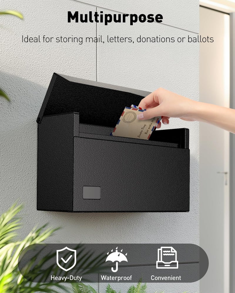 Uniclife Wall Mount Mailbox for Outside, Large Metal Mail Box for Home, Heavy Duty Modern Post Box Letters Drop Box for Outdoor Office (No Lock) - Image 3