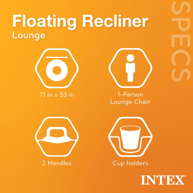 Intex Inflatable Lounge Pool Recliner Lounger Chair with Cup Holders - Image 2