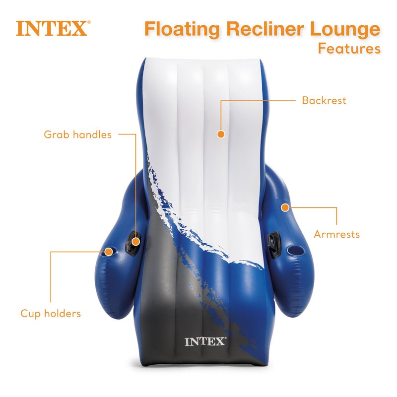 Intex Inflatable Lounge Pool Recliner Lounger Chair with Cup Holders - Image 5