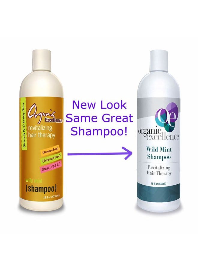 Organic Excellence - WILD MINT SHAMPOO, Chemical and Sulfate Free, All Natural Color Safe - 16 oz - Image 1