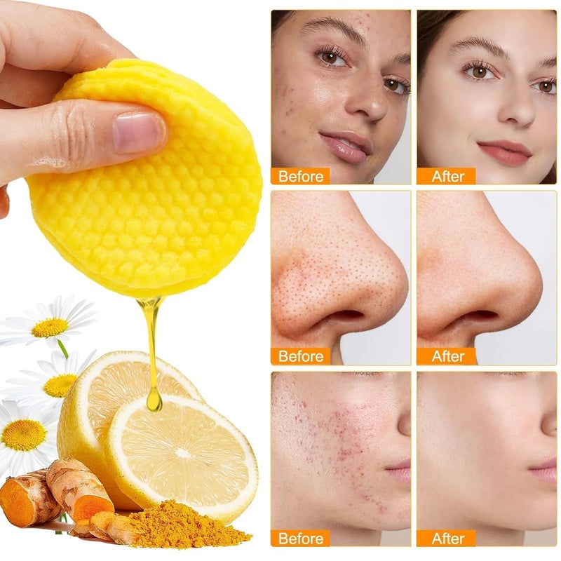 TOPSELLERS Kogic Acid and Turmeric Cleansing Pads 50 Count Chemical Free UltraSoft Gentle Skin Brightening Pads Deep Cleansing Mild and Nonirritating Helps Balance Skin Oil And Hydration Suit for All Skin Type - Image 4