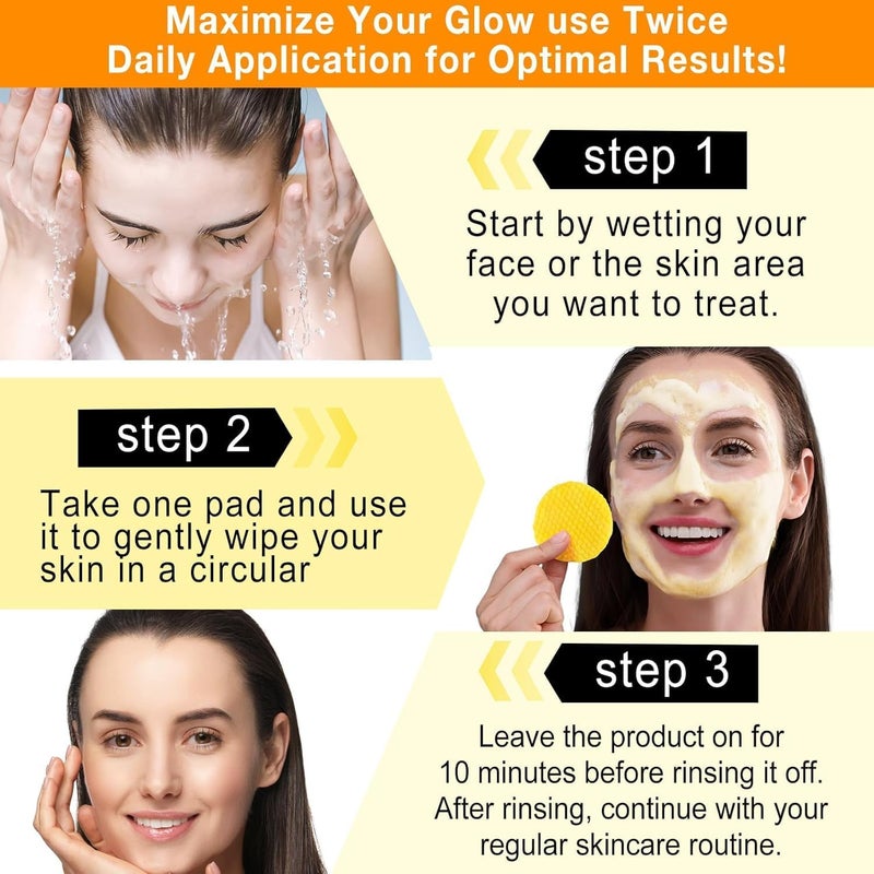 TOPSELLERS Kogic Acid and Turmeric Cleansing Pads 50 Count Chemical Free UltraSoft Gentle Skin Brightening Pads Deep Cleansing Mild and Nonirritating Helps Balance Skin Oil And Hydration Suit for All Skin Type - Image 3