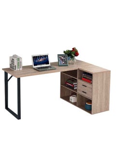 Micasa Particle Board L-Shaped Computer Desk Brown And Black 76 X 100 X 160 Cm Bg-98 