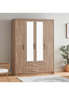 Home Box خزانة ملابس منحنية بأربعة أبواب ودرجين ومرآتين 56x208.5x191 سم  - Image 1