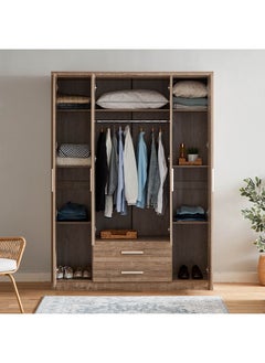 Home Box خزانة ملابس منحنية بأربعة أبواب ودرجين ومرآتين 56x208.5x191 سم  - Image 2