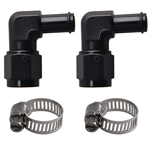 CNRAQR 6AN Female to 38 Barb 90 Degree Swivel Fitting Adapter Aluminum Black 2Pcs - Image 1