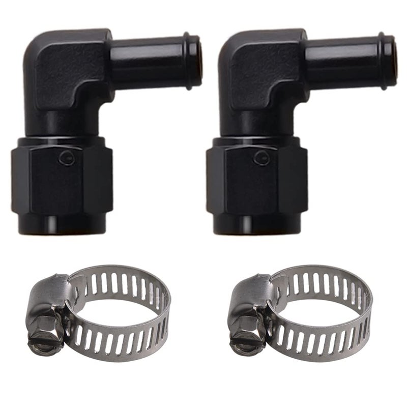 CNRAQR 6AN Female to 38 Barb 90 Degree Swivel Fitting Adapter Aluminum Black 2Pcs - Image 2