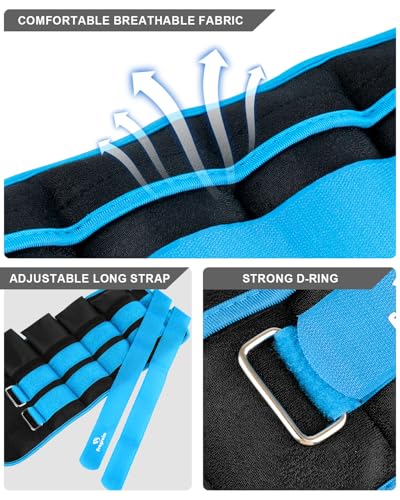 Fragraim Adjustable Ankle Weights 1-20 LBS Pair with Removable Weight for Jogging, Gymnastics, Aerobics, Physical Therapy, Resistance Training|Each 2-10 lbs, Total 20LBS, Sky Blue - Image 2