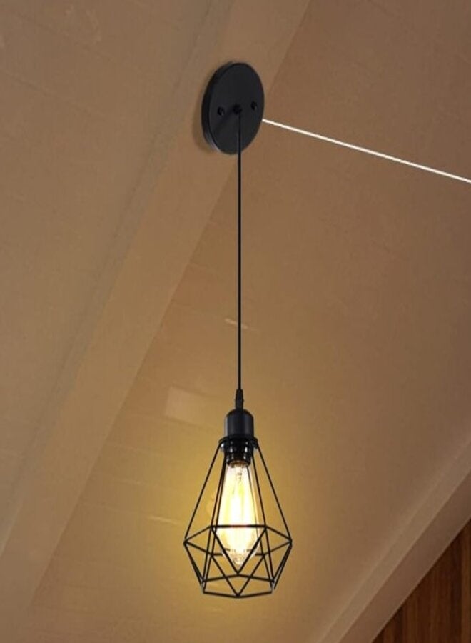 مصباح معلق صناعي على شكل قفص، مصابيح معلقة على السقف، إضاءة معلقة على شكل مزرعة، مقبس E26 لجزيرة المطبخ وغرفة الطعام والمقهى، مدرج في قائمة UL - Image 1