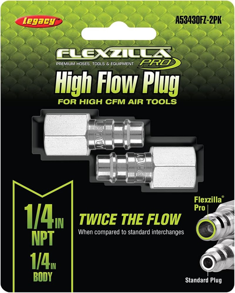 Flexzilla Pro High Flow Plug, 1/4" Body, 1/4" FNPT, 2 Pack - A53430FZ-2PK - Image 2