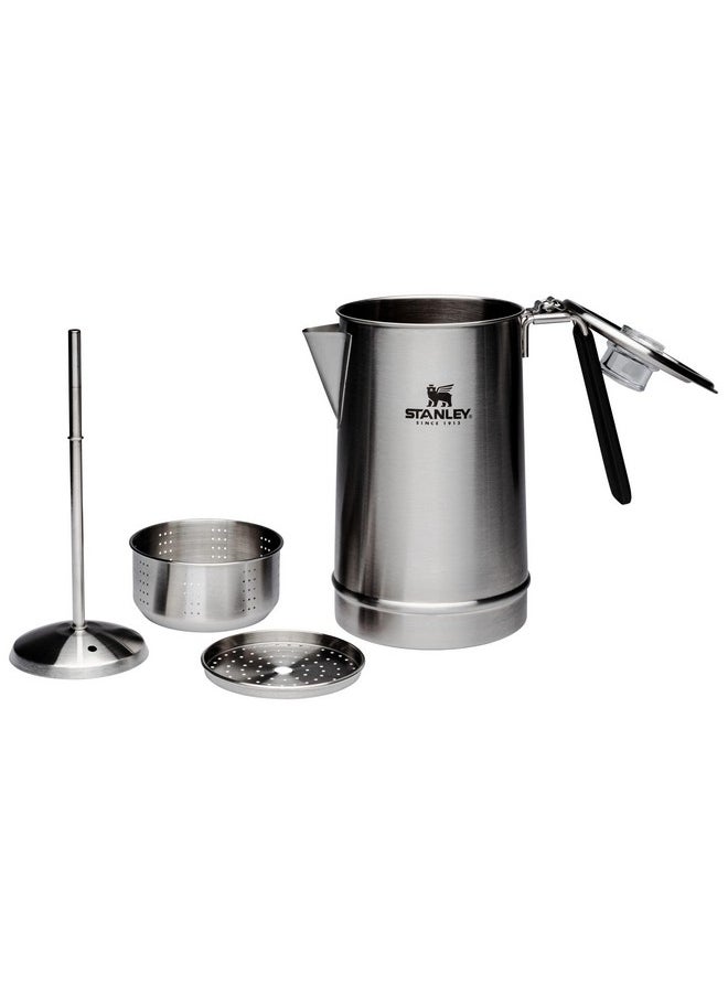 Stanley - Stanley Hold Tight Percolator Coffee Pot 1.1 qt | Stainless Steel 6 Cup Coffee Maker | Stove Top or Open Fire | Backpacking, Camping, Hiking Cookware | BPA-Free | Stainless Steel - Image 1