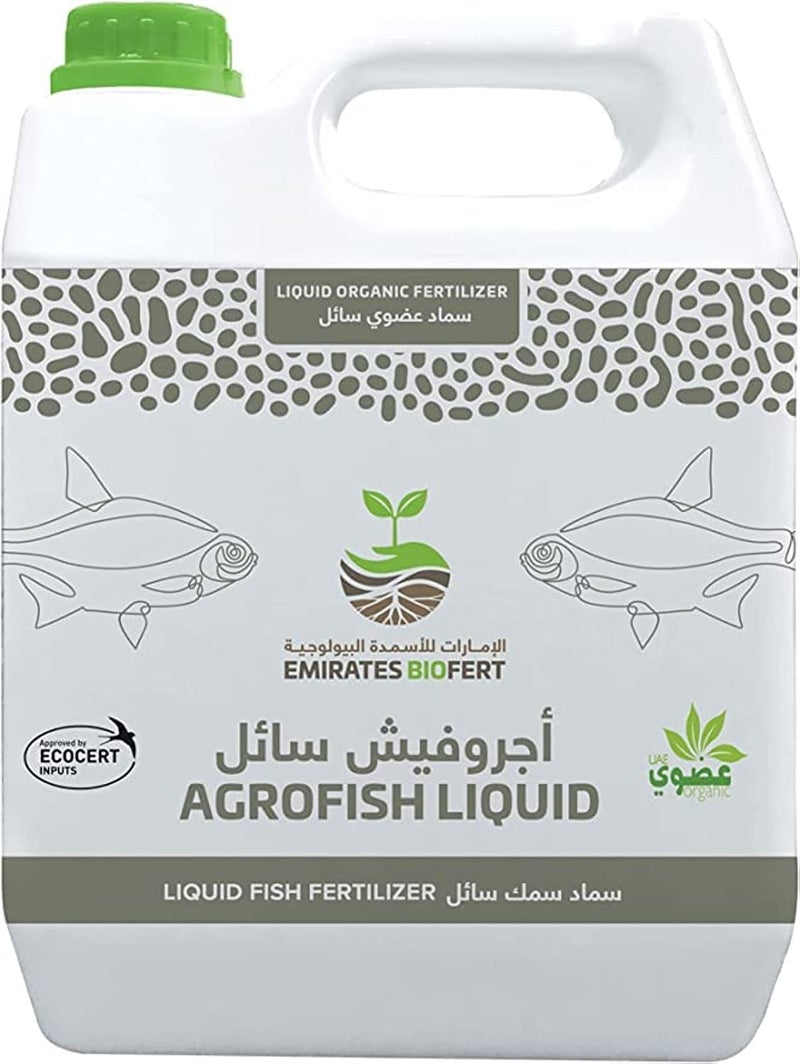 EMIRATES BIOFERT Agrofish Liquid Organic Fertilizer by Emirates BioFert - 1 Gallon (3.8 L) - MOCCAE/ECOCERT Approved for Plant Growth - Image 1